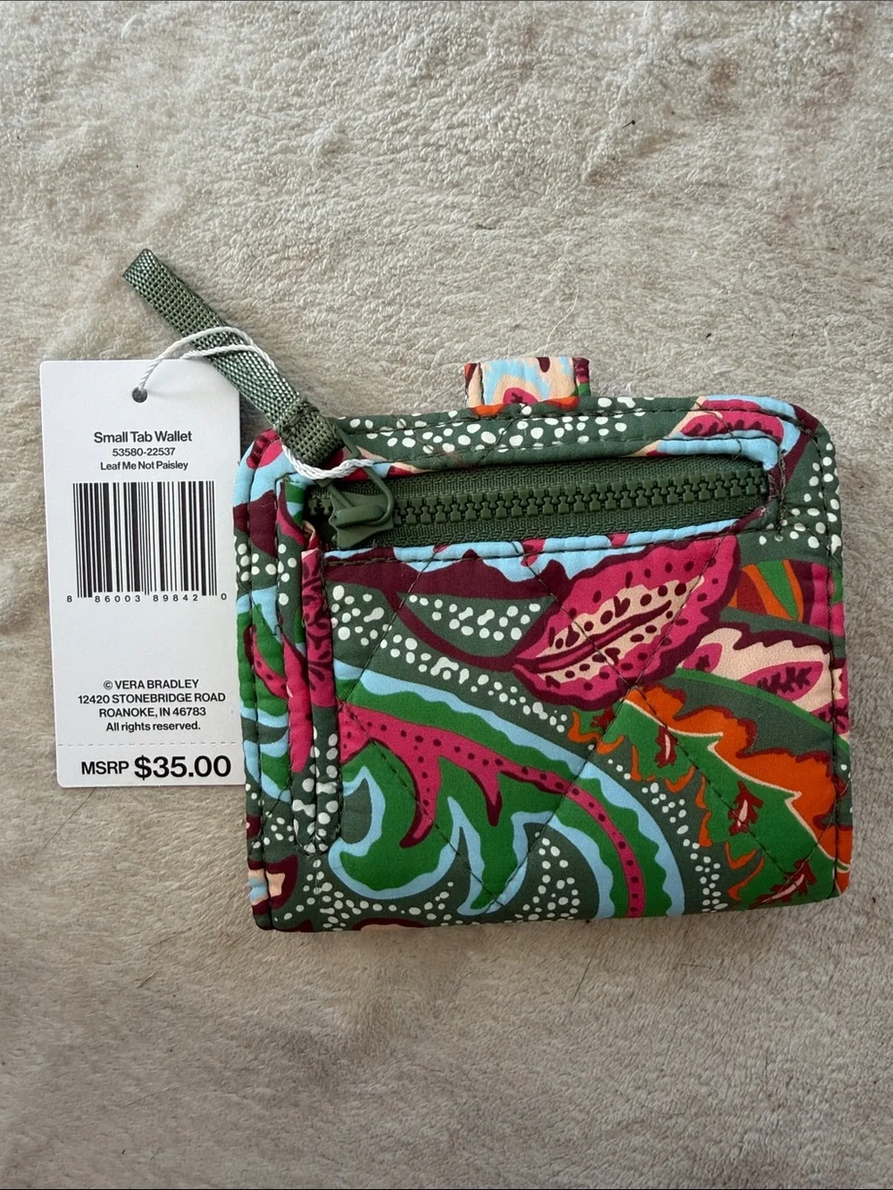 Vera Bradley Green Multicolor Floral Quilted Snap Wallet
